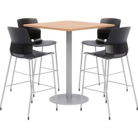 KFI KFI 36" Square Bistro Table & 4 Barstool Set, Maple Table With Black Stools OLTFL36SQ-B1922-SL-41-10776-4-OL2700BR-